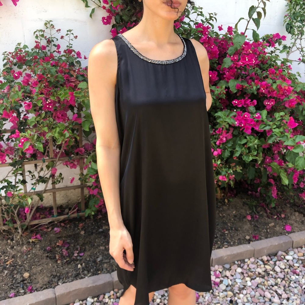 Kenneth Cole Size Large 12 14 Black Satin Dress